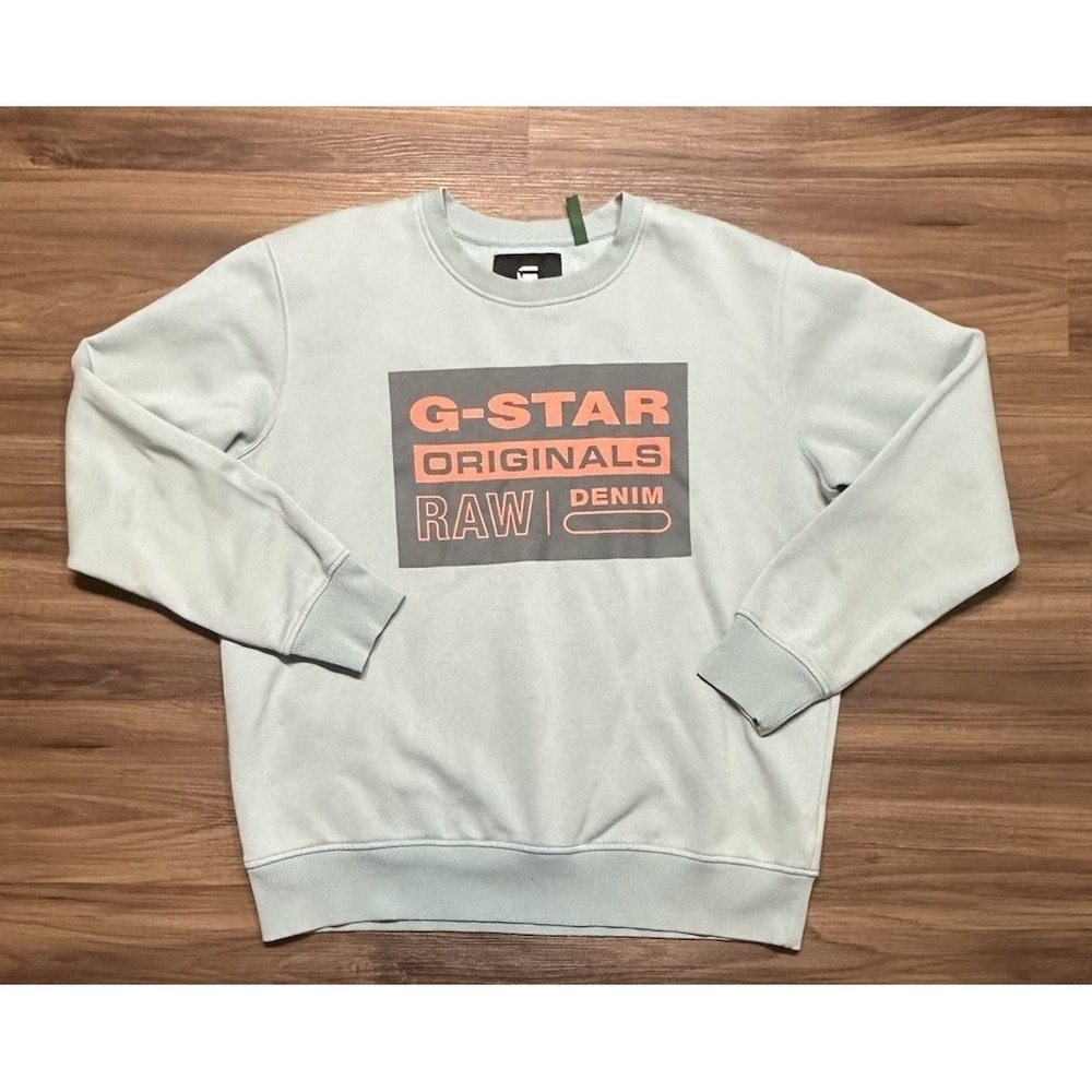 G-Star Raw Label R Original Crewneck Graphic Sweatshirt Men's Sz XL Green
